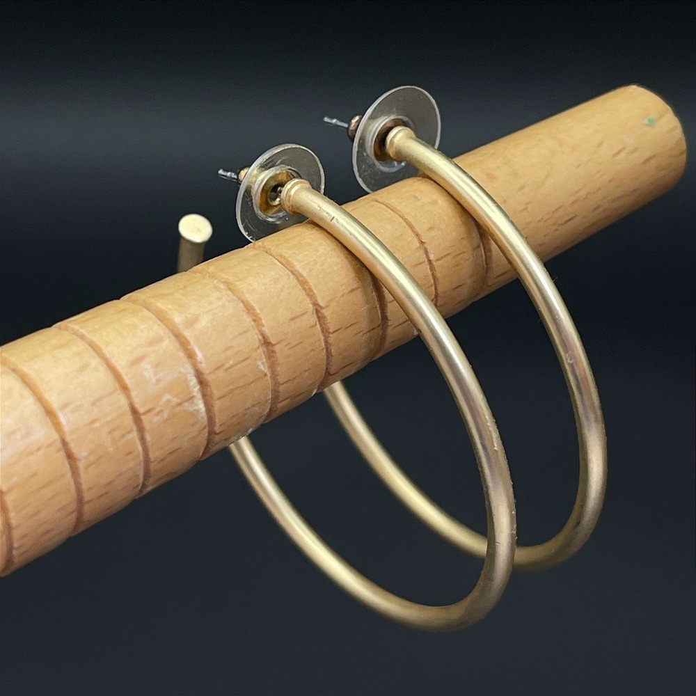 Hoop Earrings Women Gold Large Matte Finish C-Shape Pierced Jewelry Boho‎